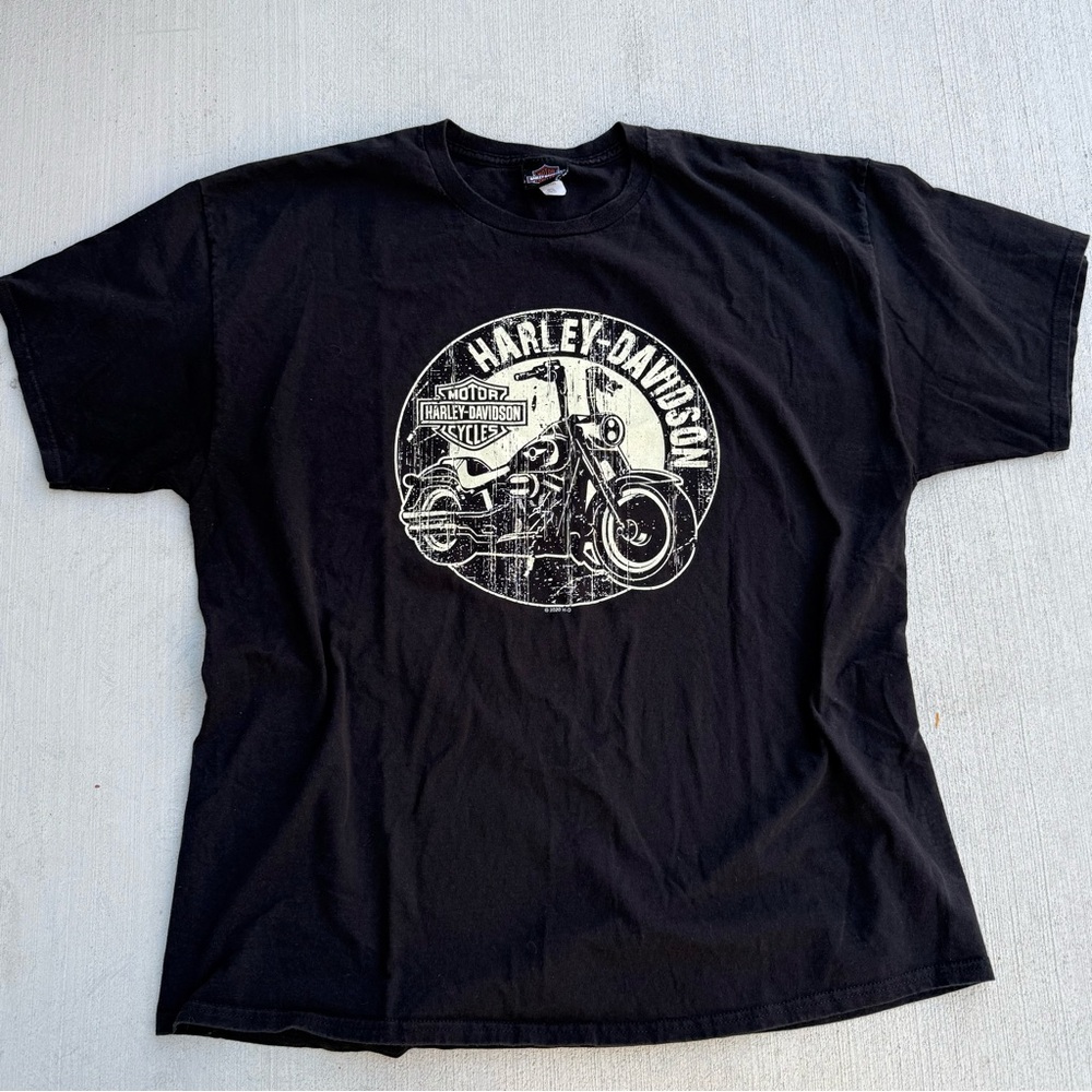 Harley-Davidson Paradise Portland Oregon Pine Tree Black Graphic Tee Large